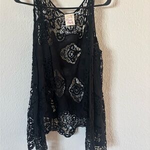 Raviya Black Crochet Lace Tank Top